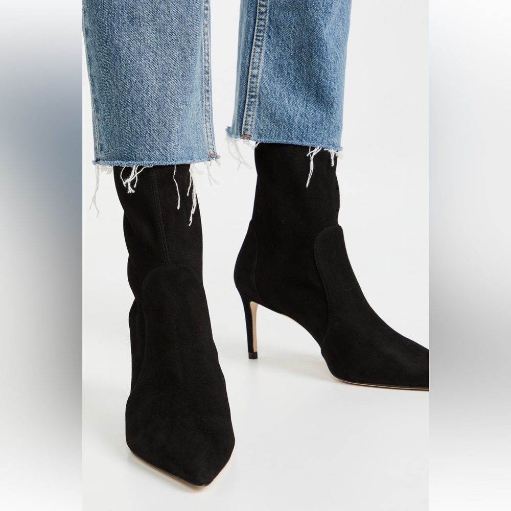 Stuart Weitzman Sock Bootie In Black Suede - image 1